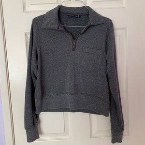 Abercrombie Dark Grey Cropped Quarter Zip Size XS